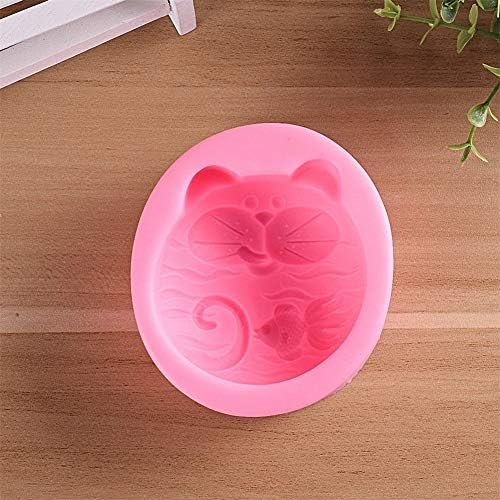 Miniatura 3 de YAFOWP Molde de silicona para gatos y peces, molde de jabón de silicona con forma de gato de cara grande, molde de jabón de animales, el mejor