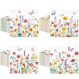 Picture of Fulmoon 200 Pieces Spring Wildflower Cocktail Napkins Decoupage Disposable Floral Dessert Paper Dinner Napkins Decorative Flower Butterfly Beverage Towel for Spring Summer Party Favor Supplies