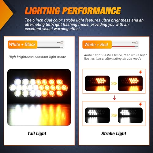 Image of Nilight Strobe Lights 2PCS 6Inch Oval 24LED Amber White Warning