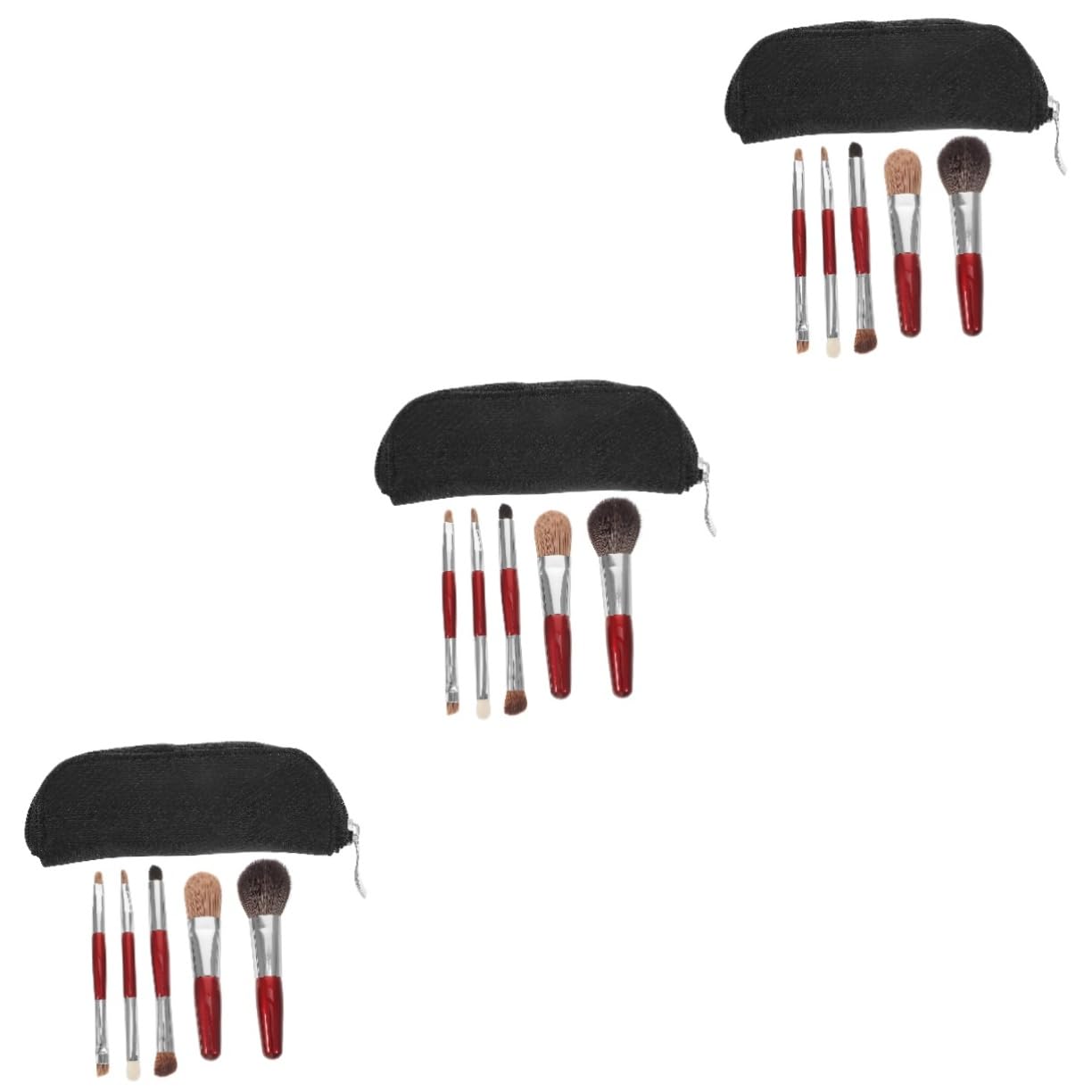 FRCOLOR 3sätze Pinselset Für Frauen Teiliges Tragbares Makeup Doppelköpfigen Pinseln Und Kosmetiktasche Für Blush Kontur Und Nasenschattierung Hochwertige Weiche Borsten Für Perfektes