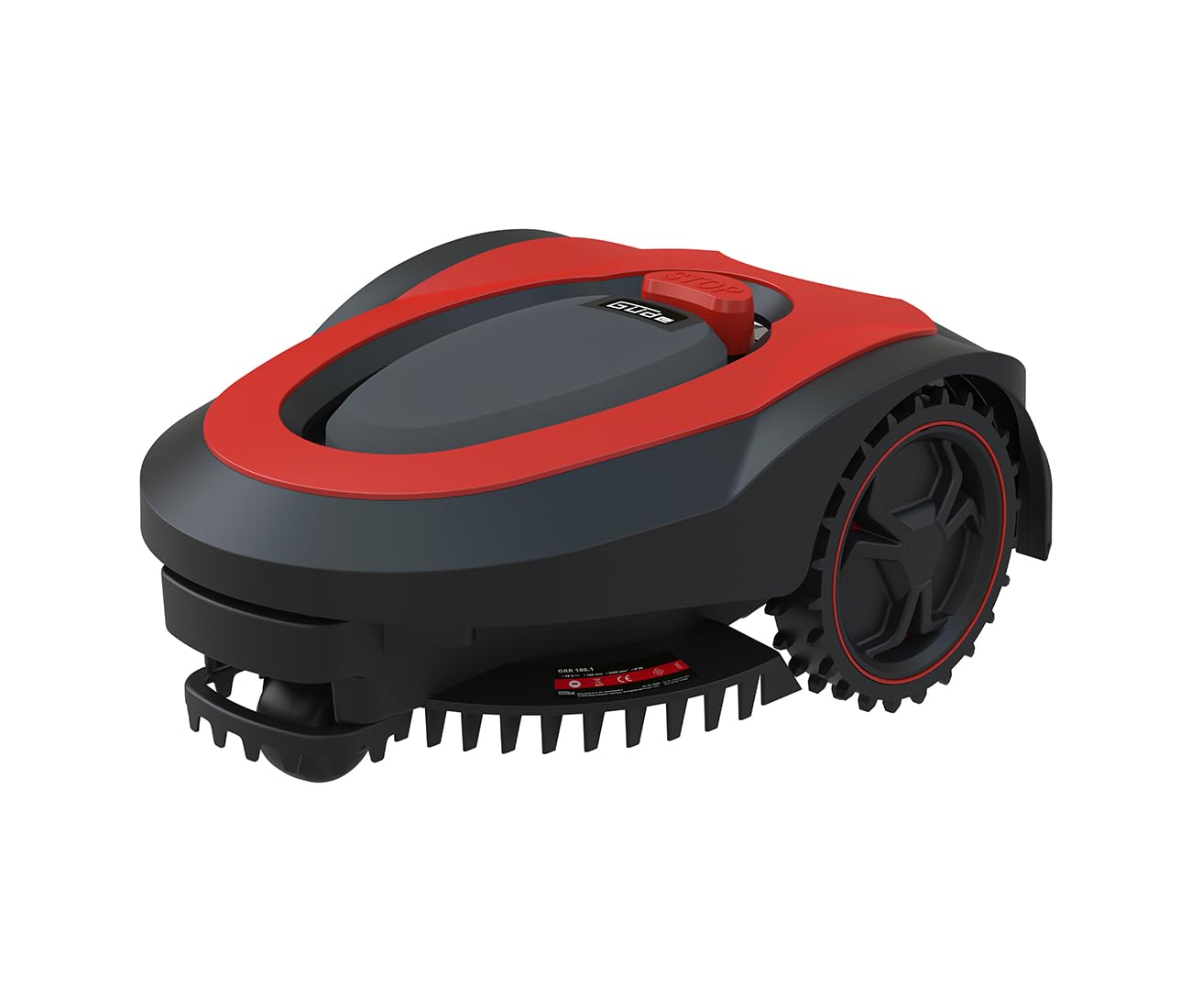 Güde Robot cortacésped Alpha 95446 GRR 180.1 (Rango de Trabajo Ajustable de 50 m² a 600 m², Altura de Corte Ajustable en 5 Posiciones, 28 V, Ion de Litio, 2 Ah), Rojo/Negro