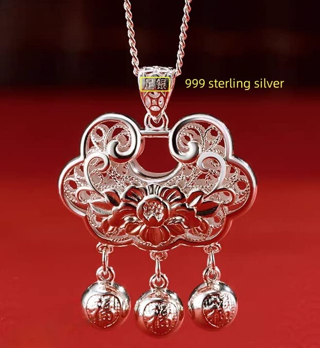 Pendentif en argent sterling rétro avec son collier élégant, une amulette protectrice unique - 5