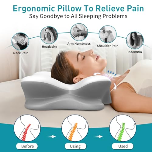 image for Besyodo Cervical Neck Pillow for Pain Relief - Ergonomic Side Sleeper 