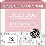 Pañales LILLYDOO delicados con la piel - talla 1 (2+ kg), caja de medio mes (72 unidades), protección contra fugas, suaves, sin perfumes ni lociones y dermatológicamente probados