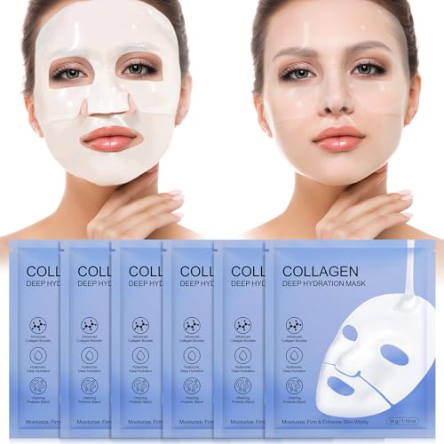 Mascarilla de Colageno,Mascarilla de noche de Colageno Profundo,6Pcs Biodance Mascarilla de Colageno,Mascarillas para Hidratar, Reafirmar y Aumentar la Vitalidad de la Piel