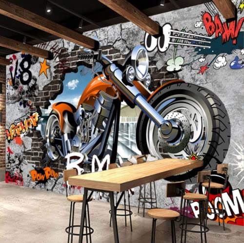 Papier Peint Panoramique Graffiti De Moto Vintage Papier Peint Intissé 3D Tapisserie Poster Decoration Murale Chambre Salon