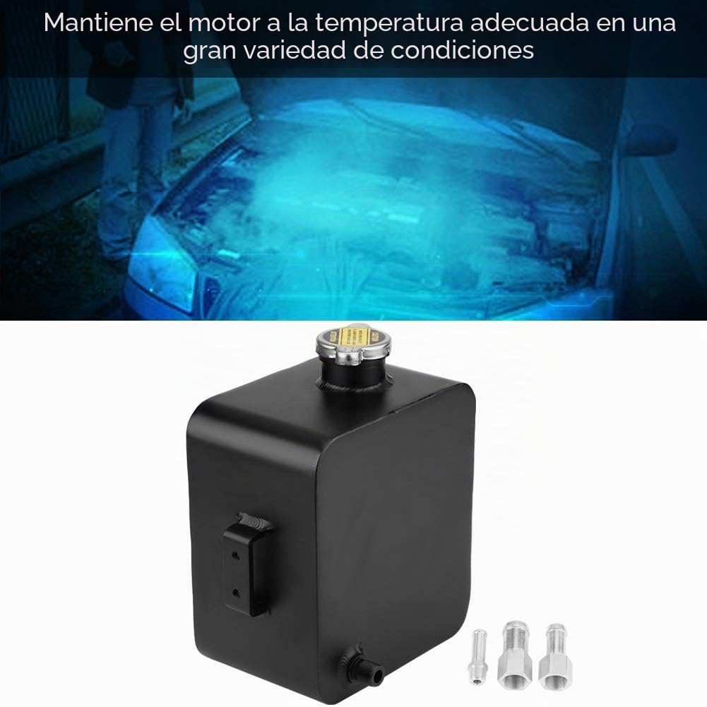 Depósito de expansión de refrigerante universal, depósito de tanque de desbordamiento de expansión de recuperación de refrigerante de radiador de aluminio de 2,5 l, depósito de agua con tapa
