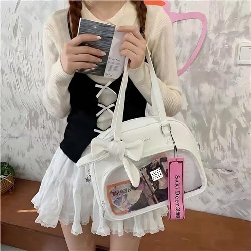 Ita Bag with Bow Pin Display Handbag Cute Kawaii Crossbody Bag PU Top Handle Purse Lolita Bag for Anime Cosplay4