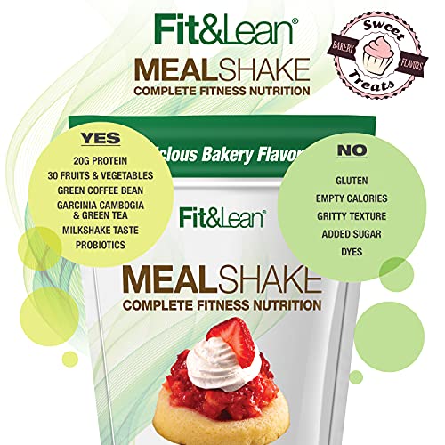 Fit & Lean Meal Shake, Fat Burning Meal Replacement, Protein, Fiber, Probiotics, Strawberry Shortcake, 1Lb, 10 Servings Per Container #TOP4