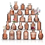 Set di 24 vasi in vetro per decorazione da tavolo, matrimonio, ricevimento, casa, bottiglie vintage, trasparenti, vasi decorativi in vetro con coperchi (24, ambra)