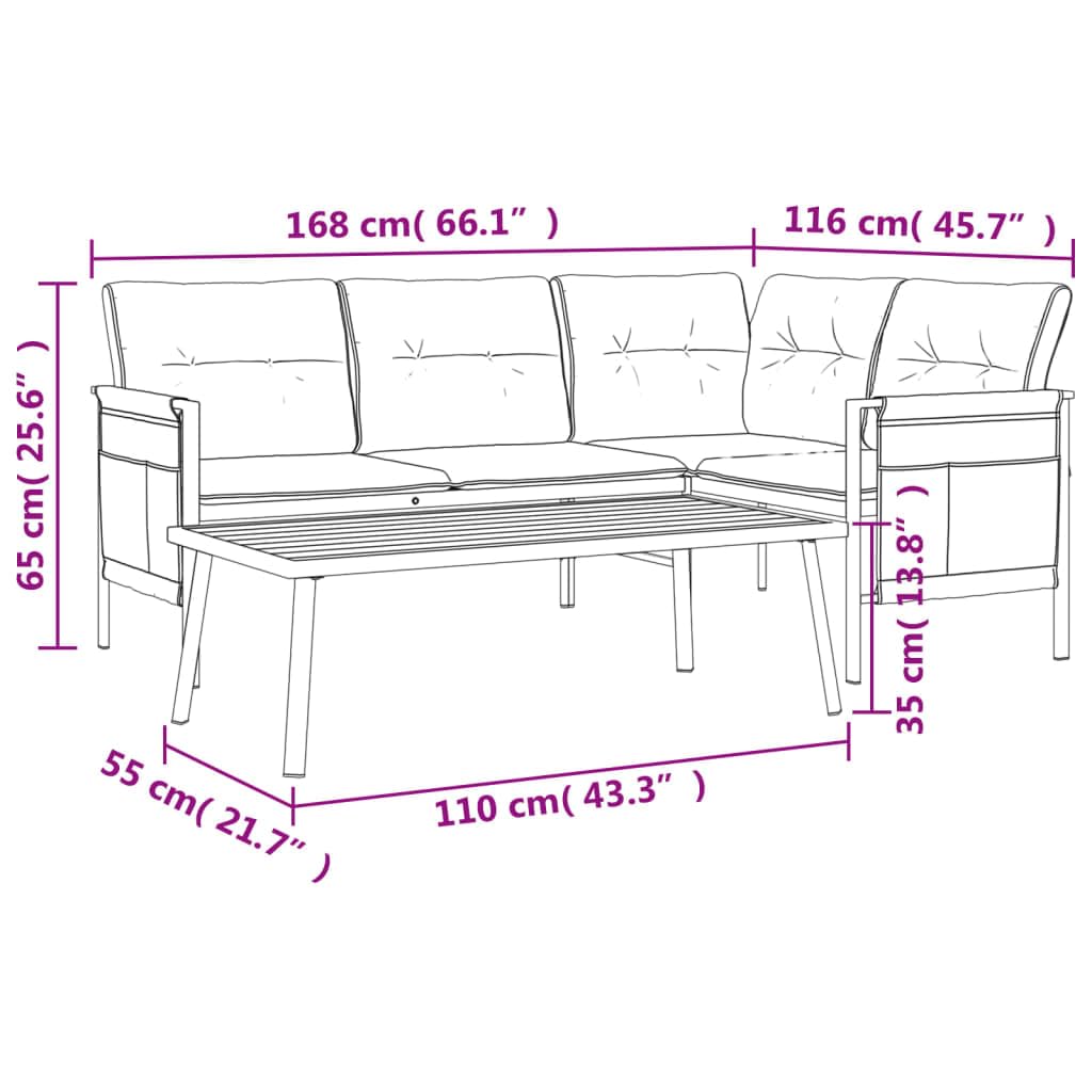 vidaXL Garten Lounge Set 2-TLG., Gartenmöbel Set mit Kissen, Sitzgruppe für Garten Terrasse, Sofa Garnitur Loungemöbel, Anthrazit Stahl