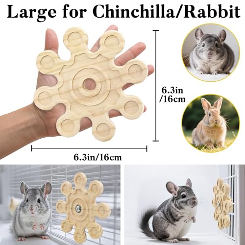 Image of 2Pcs Rotating Chinchilla Chew Toys, Kiln-Dried Wood for Teeth Care | Interactive Hanging Exercise Chinchilla Toy for Cage, Spinner Wheel Enrichment for Playtime, Satisfies Chewing Instinct