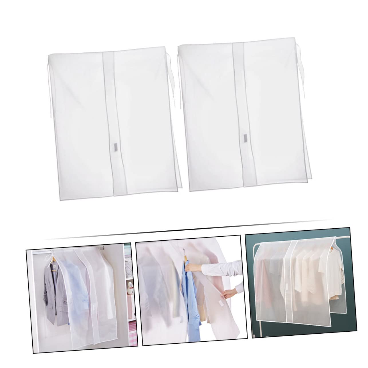 2piezas Funda De Abrigo Prueba De Polvo Fundas Protectoras Para Ropa Impermeables Bolsa De Almacenamiento Para Armario Protector Para Perchero Para Colgar Ropa El Armario