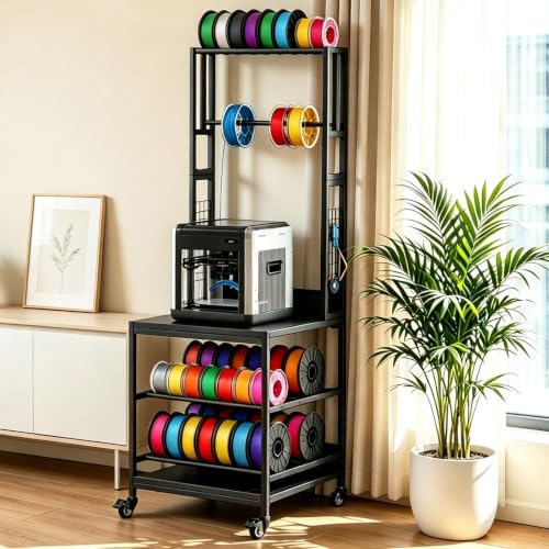 Wodsfeish 3D Printer Stand with Filament Storage, 23.2" x 71.6"Heavy Duty Large 3D Printer Table Cart with 360°Rolling, 