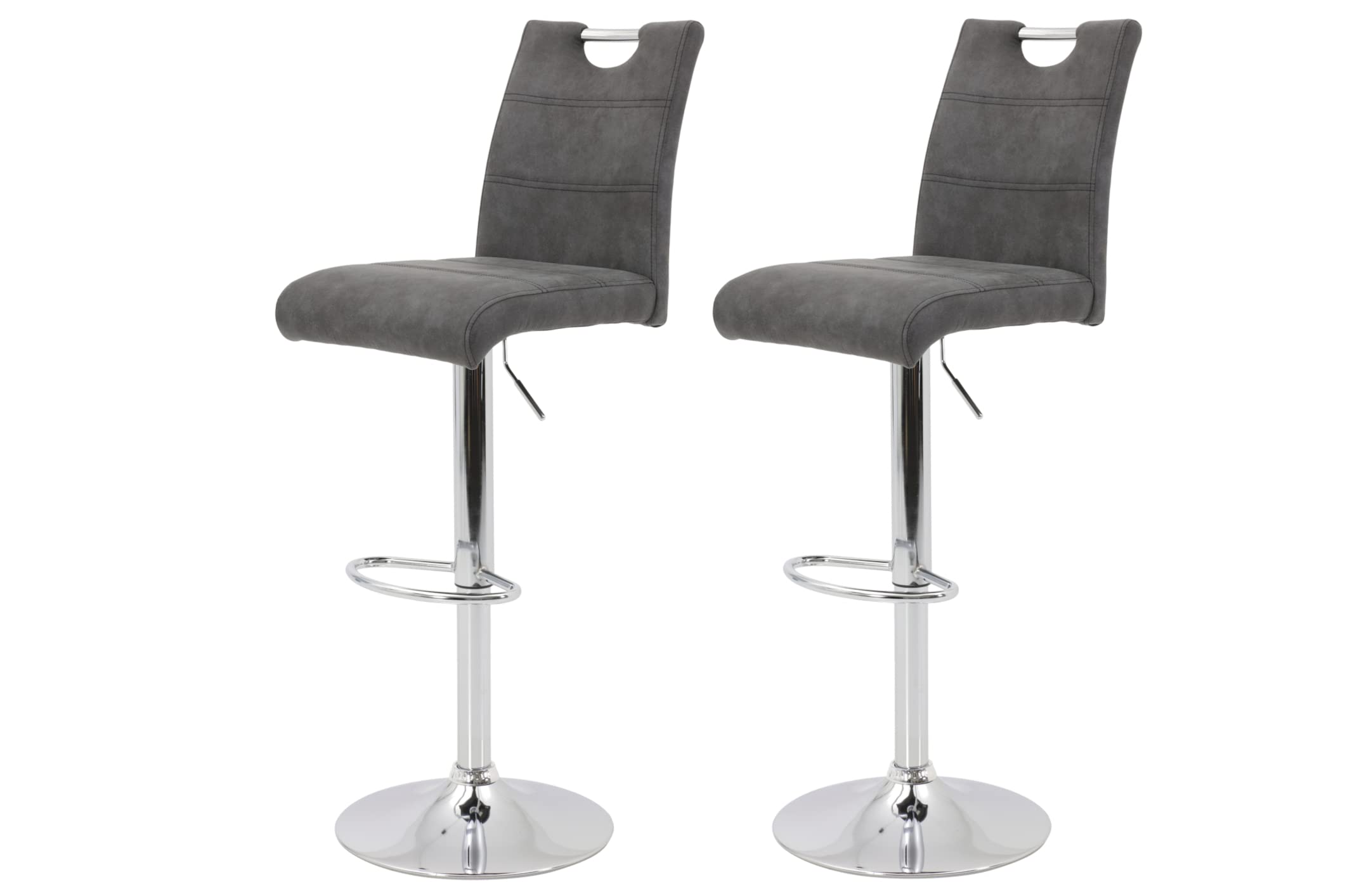Hela Tische 2er Set Barhocker Bistrohocker Miranda, Microfaser Anthrazit
