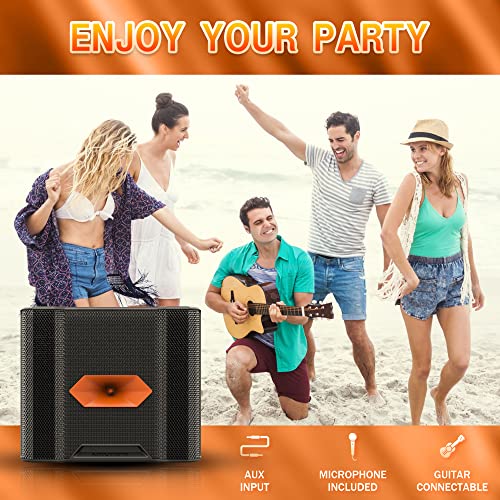 Zdwcyl Outdoor Speaker With Microphone,Karaoke Machine,Party Speaker(Can Be Connected To Guitar),Big Speaker,P.m.p.o 600W,Battery 50 Hours Playtime,Bluetooth/Fm Radio/Instrument Input Interface #TOP5