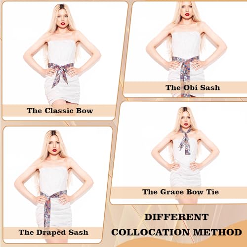 Skinny Scarf Belts for Women,Summer Scarf for Women Lightweight,Fashion Scarves For Hair Necktie Neck Choker3