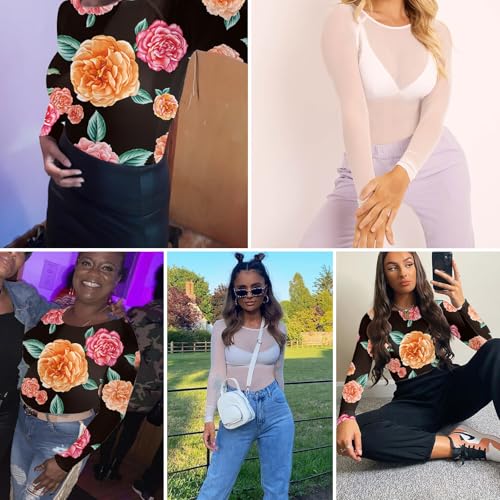 Image of Buauty Sheer Tops for Women,Mesh Fishnet Tops Plus Size,Stylish and Sensational Mesh Blouses for Fashion-Forward Ladies