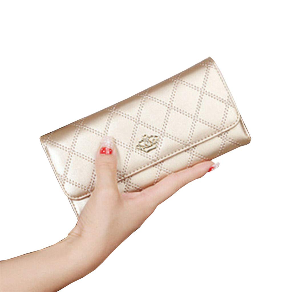 RFID Blocking Wallet for Women Ladies Leather Card Holder Purse with ID Window Multiple Card Slots Travel Bifold Wallet-Clutch