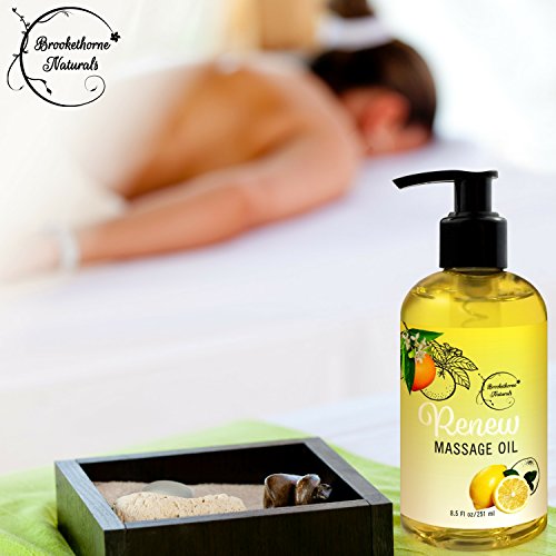Renew Massage Oil with Orange, Lemon & Peppermint Essential Oils - Great for Massage Therapy or Home use. Ideal for Full Body – with Almond, Grapeseed & Jojoba Oils – By Brookethorne Naturals - Thumbnail 5