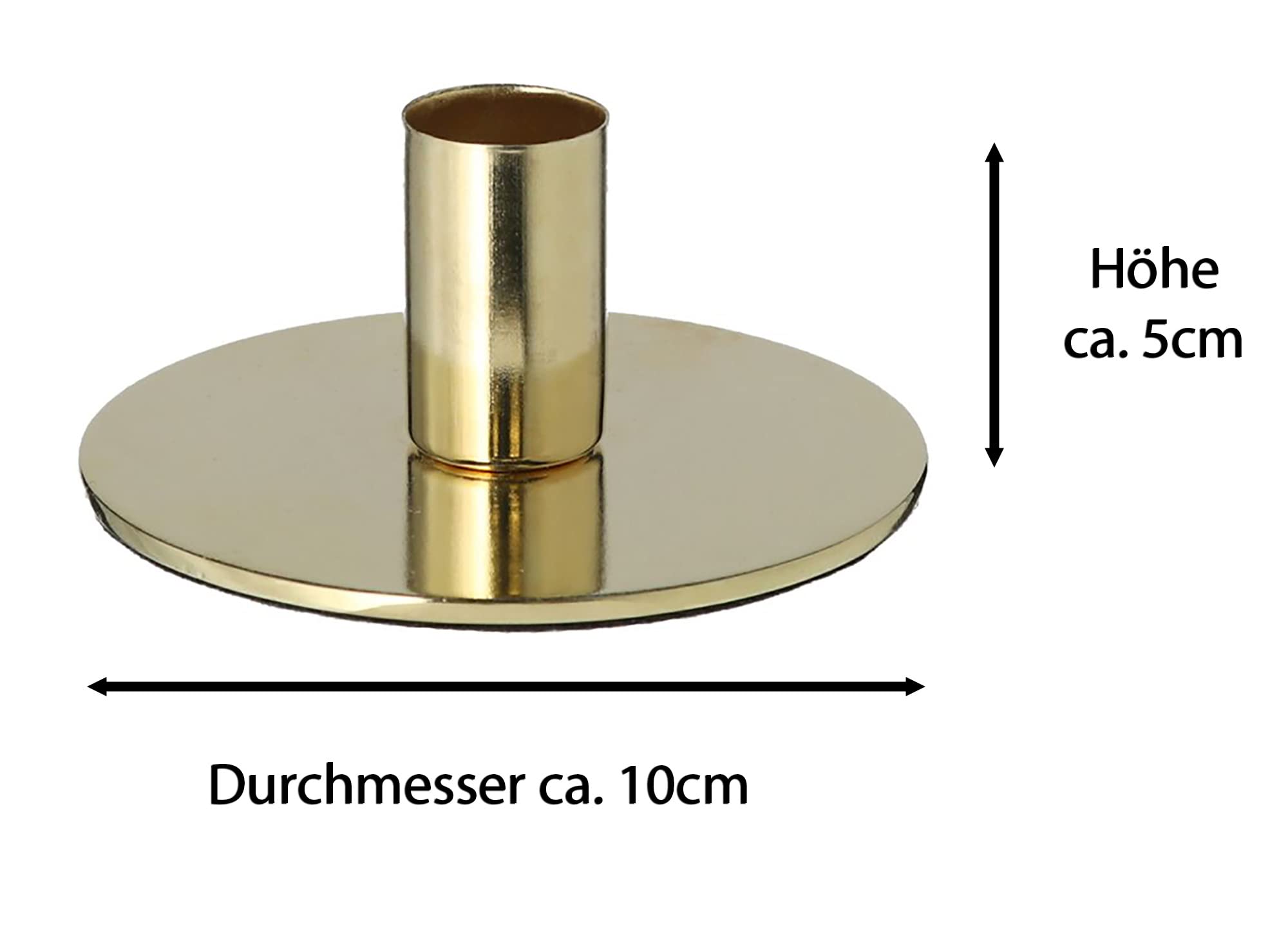 Novaliv Zestaw 4 świeczników metalowych, złotych, 10 x 5 cm, z wysokiej jakości świeczkami LED, świecami z prawdziwego wosku, świecami stołowymi, bezpłomieniowymi, na baterie, dekoracja domowa, świąteczna dekoracja stołu, świecznik, szpilka