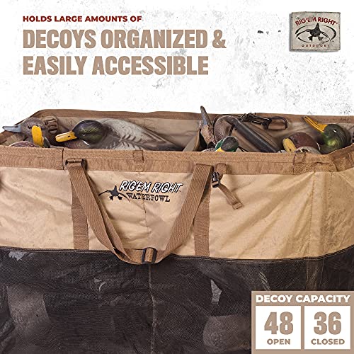 Rig'em Right Waterfowl Foldable Tanker Xl Bird Hunting Decoy Bag With Two-Man Carrying Handles And Large Padded Shoulder Straps - Holds 48 Duck Floaters In Open Position And 36 When Closed #TOP2