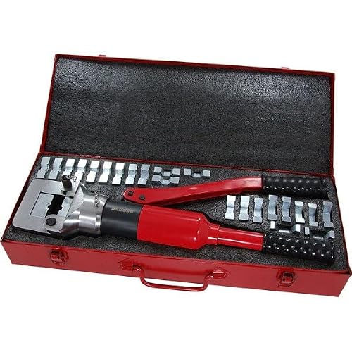 Neilsen Red Ct4192 16Ton Hydraulic Crimping Tool Set – Heavy-Duty Crimper With Dies (16-400Mm²) – 24Mm Stroke Length, Maximum Pressure 16 Tons