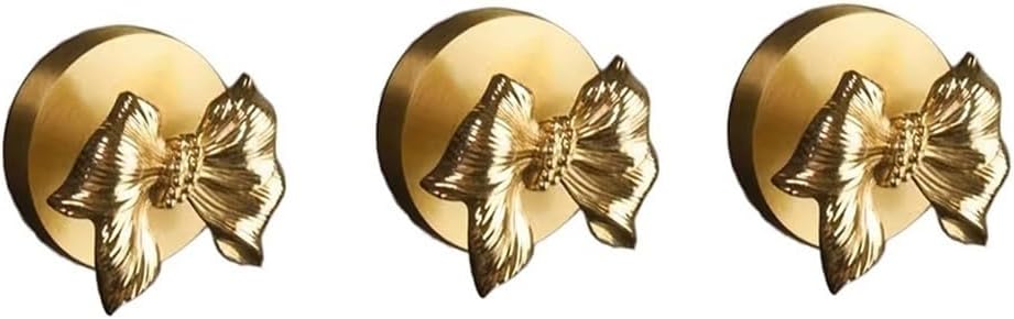 Wall Mounted Curtain Hooks,Brass Curtain Hooks,Brass Wall Mounted Cloak Hooks for 3, Decorative Hooks for Coat Towel Robe Clothes Hats