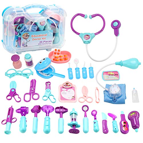 JORSTERN Doctor Kit for Kids,35 PCS Pretend Play Kids Doctor Kit Toys with Electronic Stethoscope,Kids Doctor Play Set for Toddler Boys Girls 3 4 5 6 7 8 Years Old