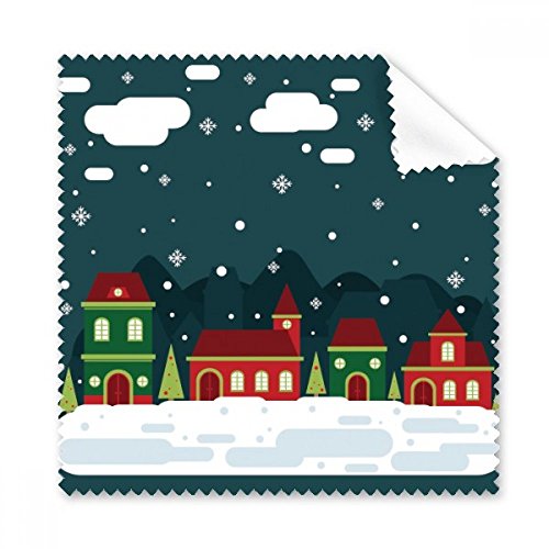 Cadeau 5pcs tissu lunettes avec motif arbre de flocon de neige et maison cloud