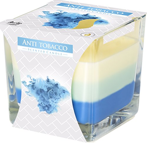 Bispol Beautiful 3 Colour Candle in Glass, 10 scents, 32 hours burning time (Anti Tobacco)