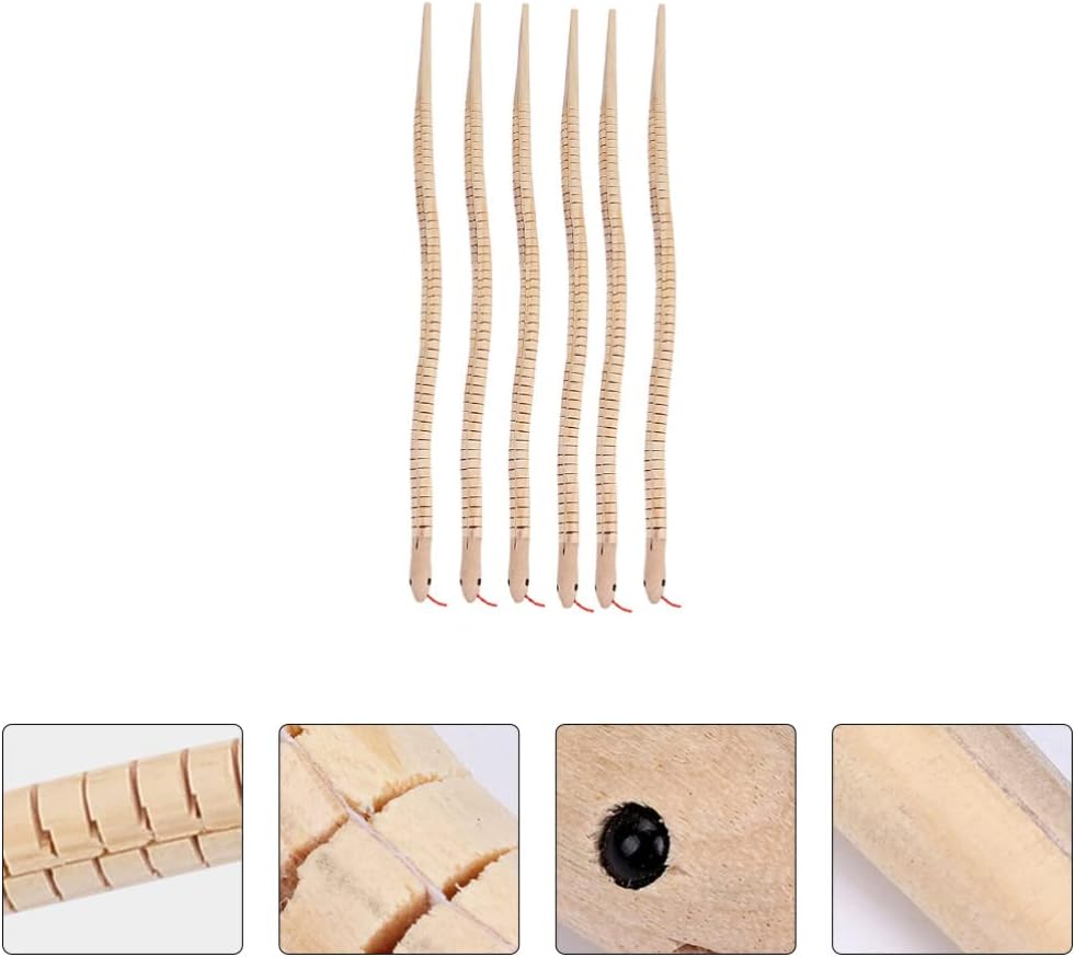 Unfinished Wooden Wiggly Snakes Toy: Jointed Flexible Wood Snake to Paint 6pcs Blank Animal Model for DIY Arts Crafts Birthday Party Favors (Pack of 2)