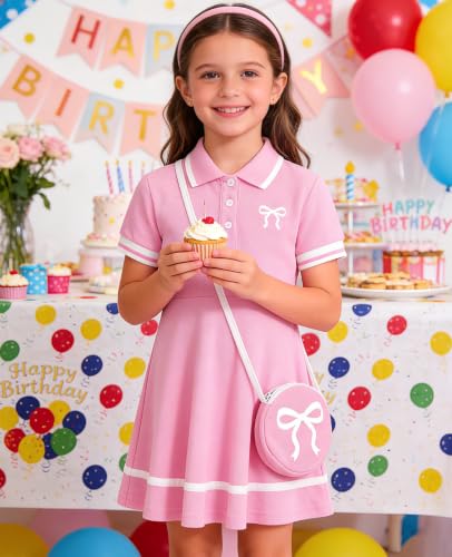 Move Dance Little Girls Sporty Dress Size 5-6 Pink Sundress with Bag - image 2
