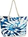 styleBREAKER Damen XXL Strandtasche mit Batik Wirbel Muster Print, Reißverschluss, Schultertasche, Shopper 02012344, Farbe:Weiß-Blau