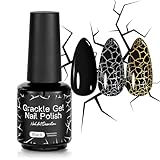 U-Shinein Crackle Gel Nail Polish, 3D Crackle Effect Patterned Nails Easy Fast Naturally Occurring Cracked Low odor Long-lasting Nail Polish Soak off UV Home Salon DIY Nail Art Black