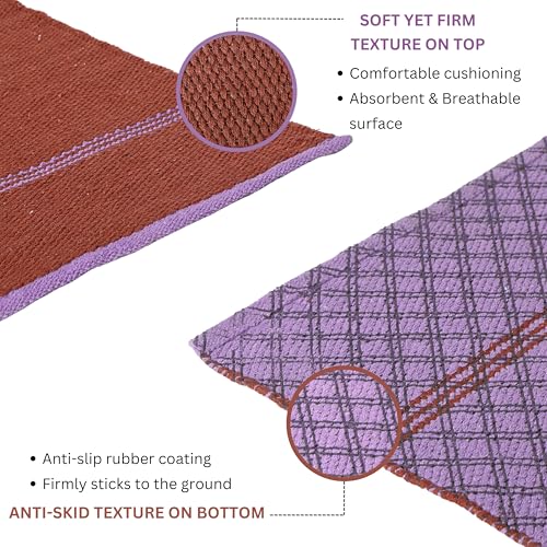 Image of Pure cotton anti-skid, machine wash Foldable Travel Friendly extra Cushioning yoga mat with cotton Carry bag 73inches x 24inches, 8mm thickness 8mm Unisex (Brown)