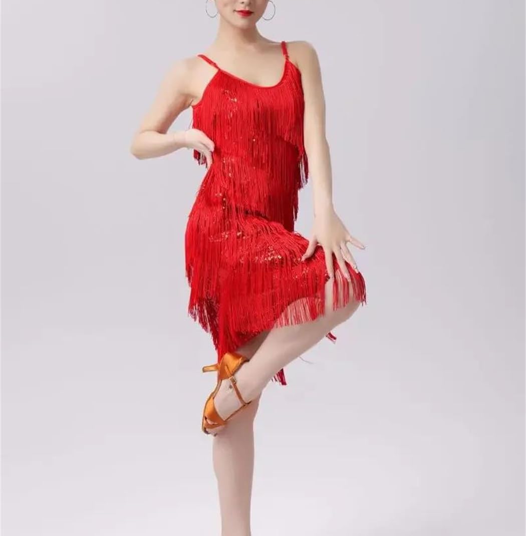 Vestido de fiesta de Halloween con lentejuelas y borlas para mujer, disfraz latino de primavera