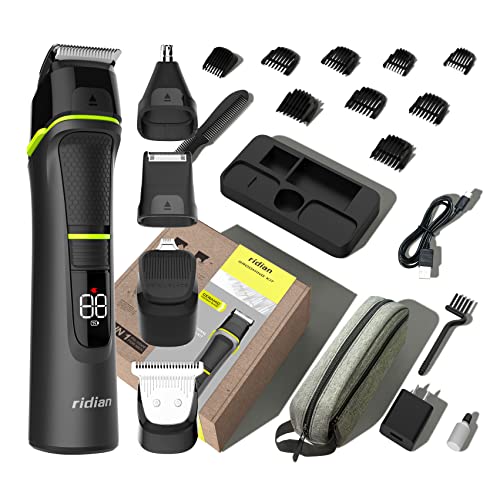 Ridian Beard Trimmer For Men, Electric Trimmer And Shaver 14 In 1 Wet/Dry Waterproof Magnetic Charging Cable Professional Hair Clippers Mustache Trimmer Body Nose Ear Face Trimmer Gifts For Men #TOP1