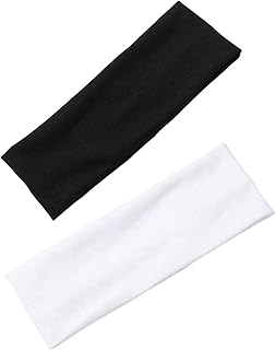 اثنان من عصابات الرأس للنساء والرجال مضاده للتعرق بالونين ابيض واسود