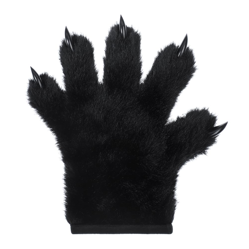 Bear Paw Gloves Cat Paws Claw Gloves Furry Bear Costume Accessory Plush Hands Animal Mittens Scary Plush Warm Mittens Halloween Fancy Dress Cosplay props for Haunted House Horror Party Carnival - Image 3