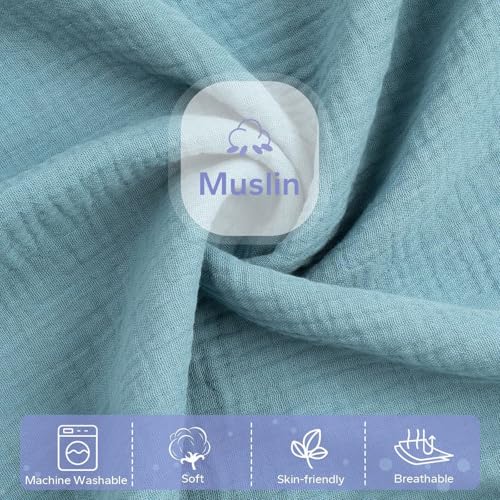 Image of FUNUPUP Muslin Baby Lounger Cover Only, Blue | 100% Muslin Cotton Soft Breathable Easy On /Off Envelope Closure Machine Washable Easy-Clean Protector Neutral Colors
