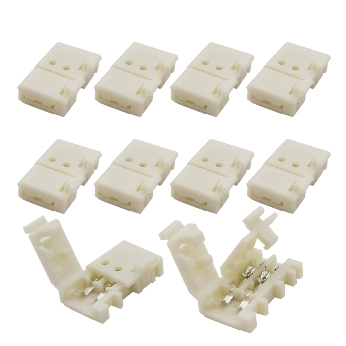 Masterwon 2 Pin 8mm LED Strip to Wire Connector Unwired Clips Solderless Adapter Terminal Extension Connection for 3528 2835 Single Colour LED Strip Lights 12V 24V