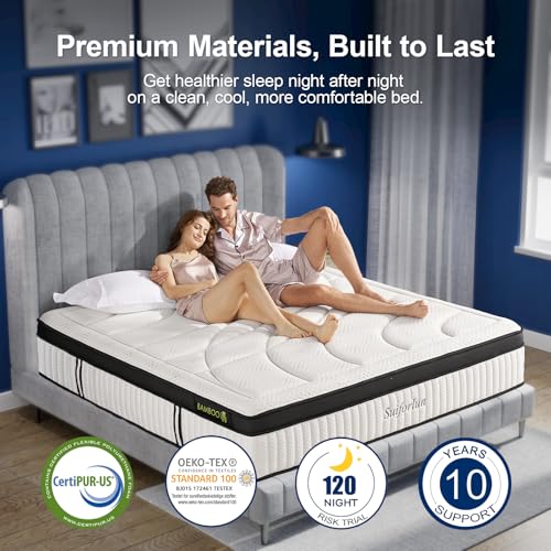 Suiforlun Queen Mattress, 14 Inch Euro Top Gel Memory Foam And Pocket Innerspring Hybrid Mattress Queen With 7 Premium Layers thumb #7