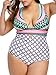 Women One Piece Swimsuit Deep V-Neck Pattern Swimwear Cross-Back High Cut Monokini Bathing Suits Pink M