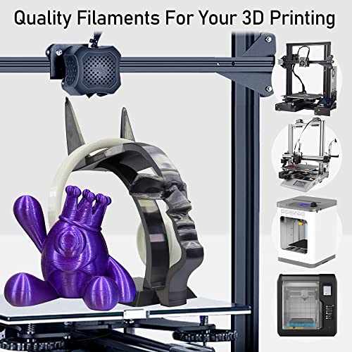 Image of 1.75mm Silk Shiny PLA 6 in 1 Basic Colors Bundle Pack: Silk Black /Red /White /Sapphire Blue /Dark Purple /Green; Each Spool 250g, 6 Spools Packed, Total 1.5Kg 3D Printing Filament Material MIKA3D