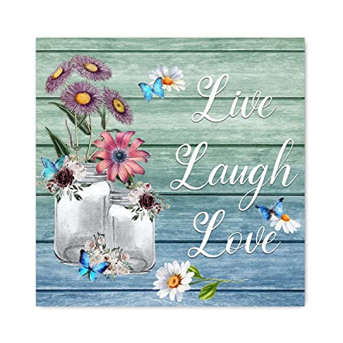 Plaque bois Live Laugh Love papillon pour chambre parentale cocoon