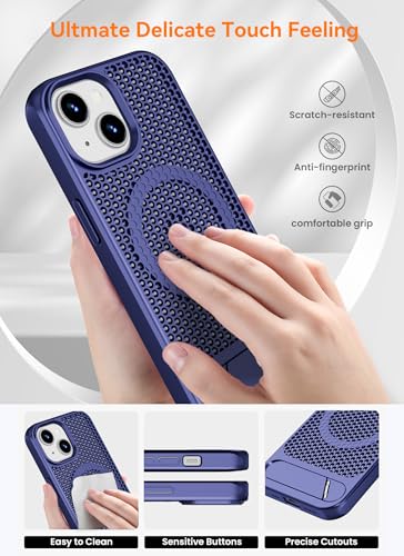 Image of amazon basics Vanguard Laser Cut mesh case Compatible with iPhone 15 | Supports Magnetic and Wireless Charging - Blue