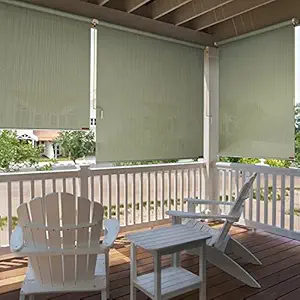 HIPPO - HDPE Fabric - Pre-Assembled Roller Shade Blinds with Crank Handle(Ceiling Mount) - 95% Sun & UV Blockage (4 FT X 9 FT, Moon Stone)