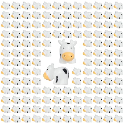 EKisemio 100 Pcs Mini Cows Figurines Miniature Resin Cows Animal Figurines Set for Decorating Outdoor Micro Landscape Mini Fairy Gardens Potted Plant Accessories and Creative DIY Props
