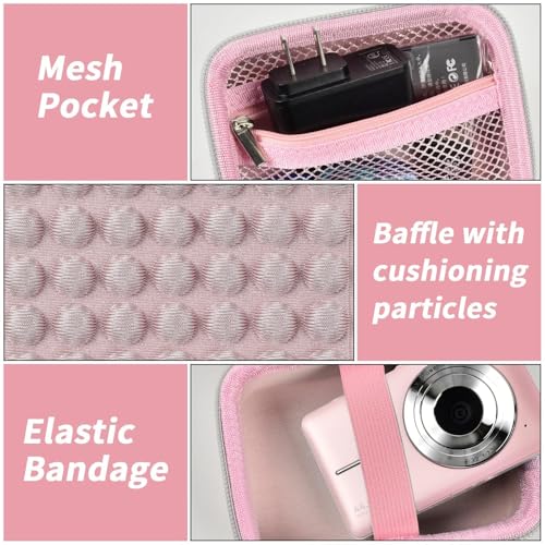 Grapsa Digital Camera Case for CAMKORY/for Kodak Pixpro/for VAHOIALD/for Sony DSCW800 830/ for Canon PowerShot 180 190. Vlogging Cameras Storage Holder for Accessories (Box Only)-Pink